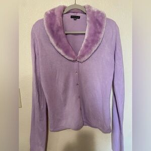 Carolyn Taylor Lilac Sweater with Removal Fur Collar